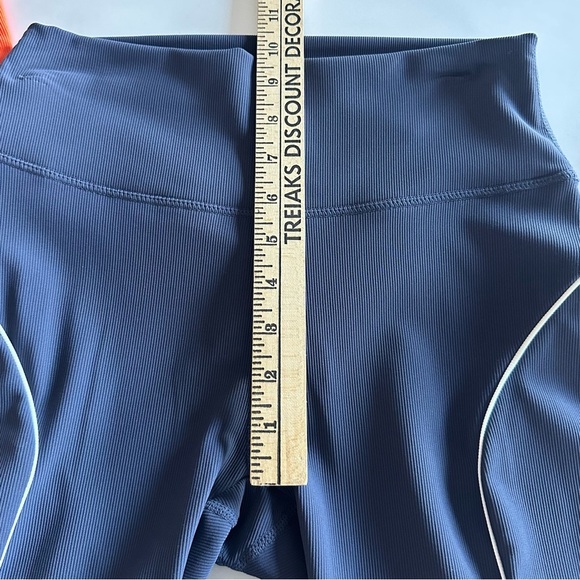 NWT WILO THE LABEL 2 Piece Ribbed Racer Panel Bra Legging Set Navy Orange Sz M - Picture 10 of 10